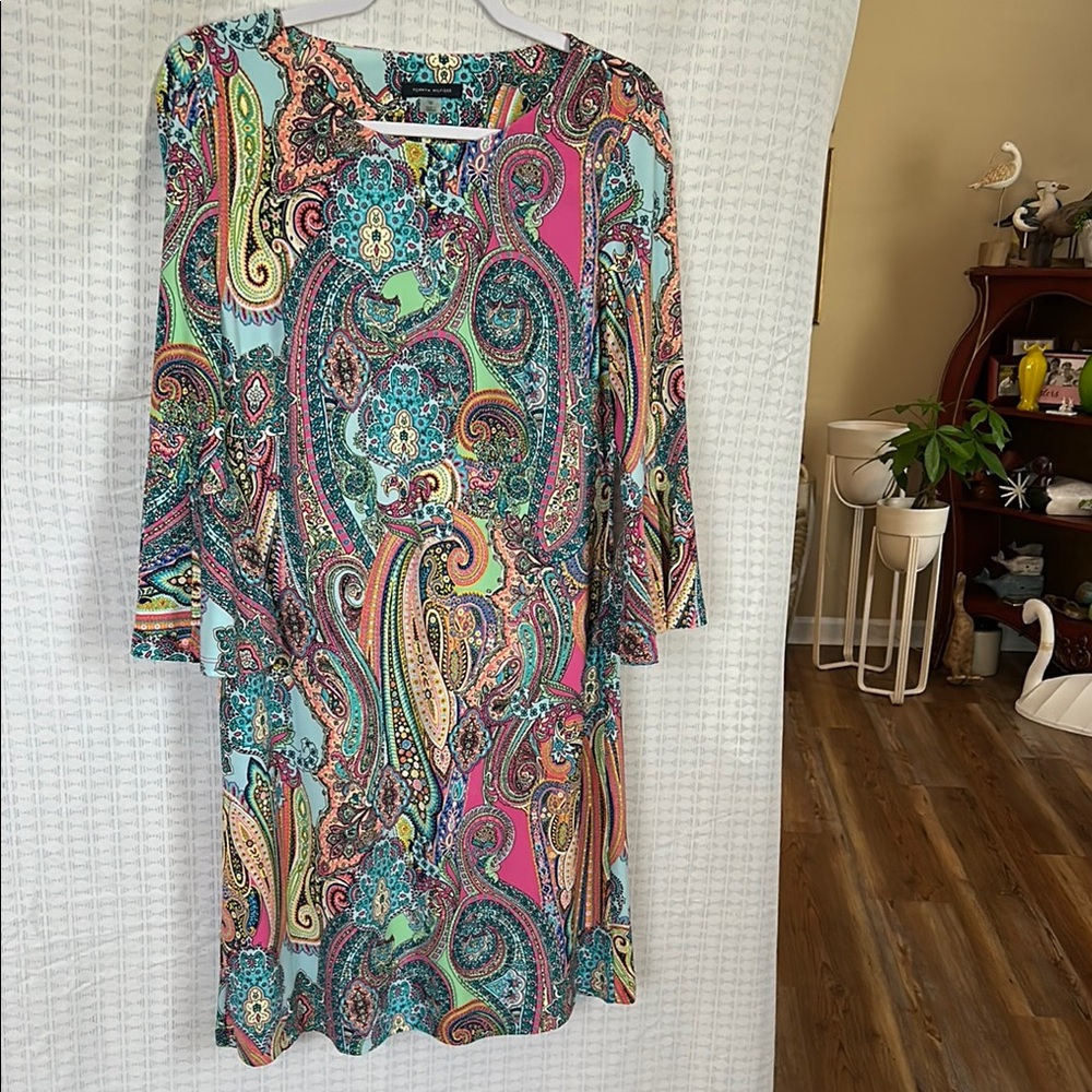 Tommy Hilfiger Paisley Sheath Dress with Bell Sleeves